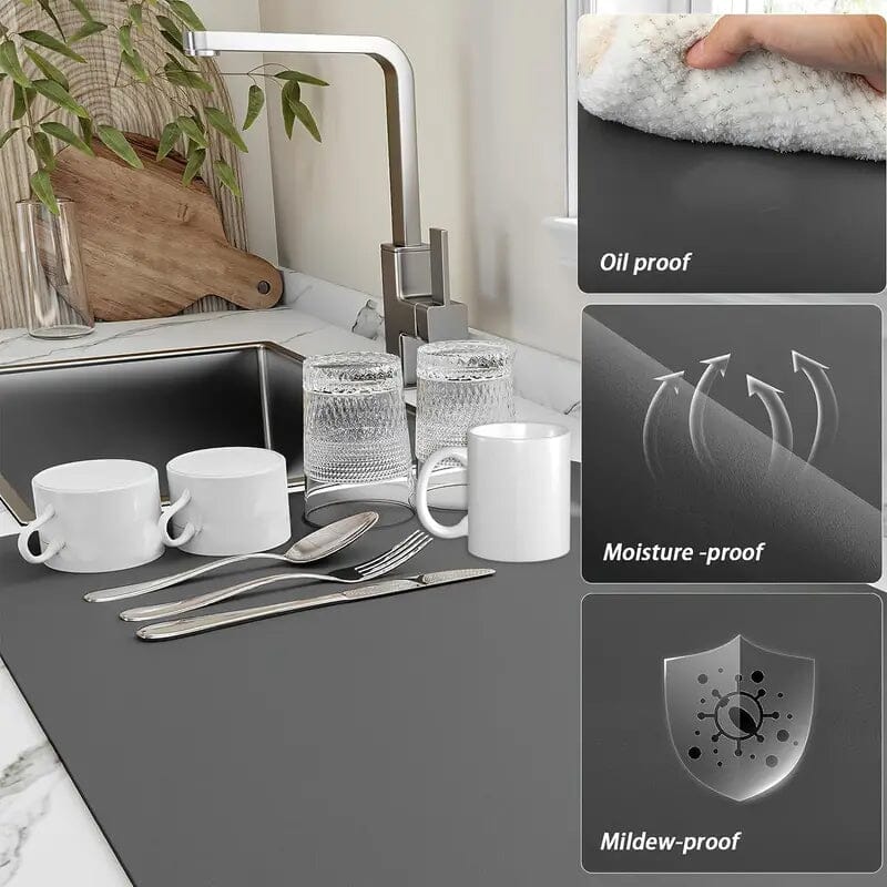 Heat Resistant Drainer Mat with Non-Slip Rubber Back